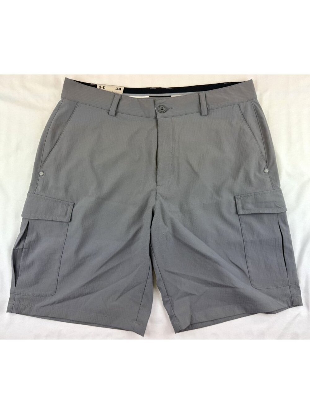 NWT Under Armour Shorts Mens 34 Gray HeatGear Cargo Golf Hiking Quick Dry Outdoo
